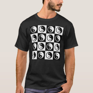 Camiseta Impressão do bloco Zen Yin-yang, branco preto, mar