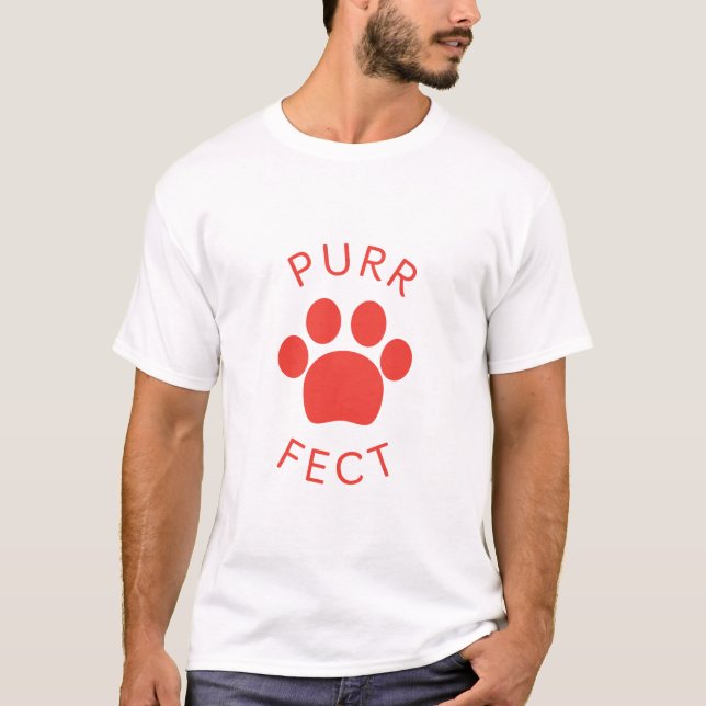 Camiseta Impressão do Cat Perfect Red Purr Paw (Frente)