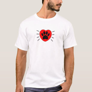 Camiseta Impressão Do Coração E Da Pata Do Cão