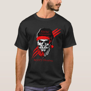 Camiseta Impressão do crânio da barba Papais noeis de natal