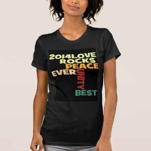 Camiseta impressão do Love Rocks Peace Art de 2014