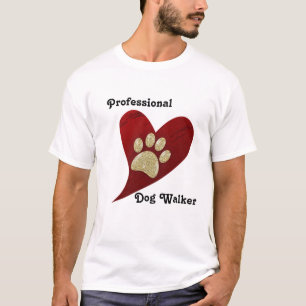 Camiseta Impressão Dourada do Coração Vermelho do Cão P
