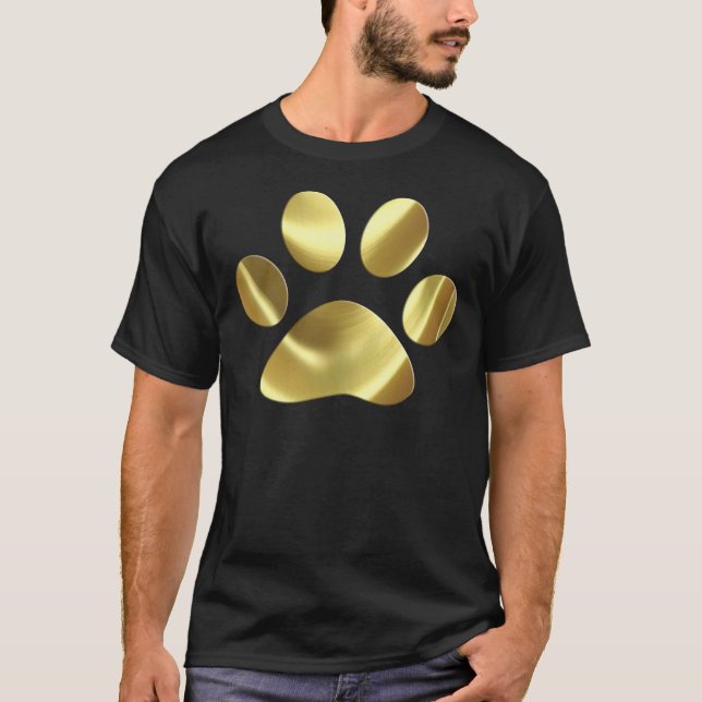 Camiseta Impressão Dourado da pata do gato (Frente)