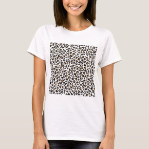 Camiseta Impressão Elegante, Dourada, de Leopardo Preto-Ne