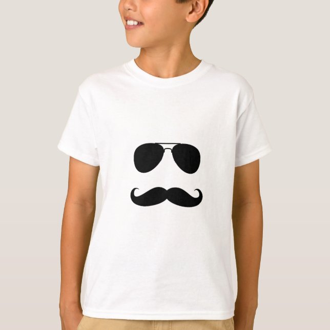 Camiseta Impressão engraçado da cara do bigode (Frente)