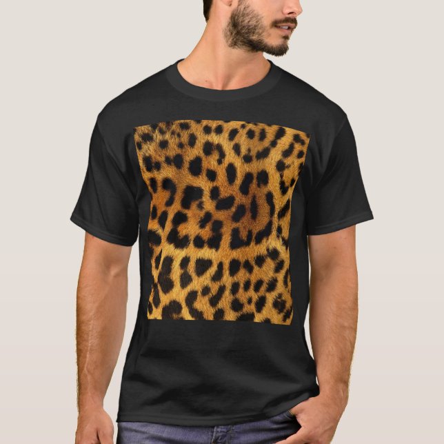 Camiseta impressão feminino do leopardo da chita animal (Frente)