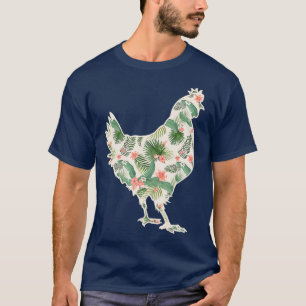 Camiseta Impressão Floral Hen Hawaiian, Rapariga De Galinha
