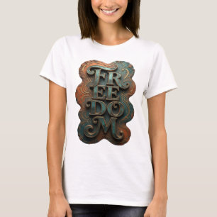Camiseta Impressão FREEDOM Dourado Nítido