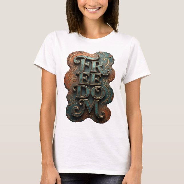 Camiseta Impressão FREEDOM Dourado Nítido (Frente)