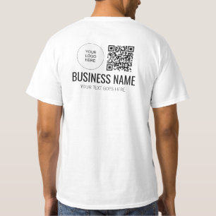 Camiseta Impressão frente e verso Código QR Logotipo Funcio