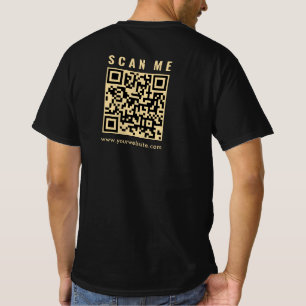 Camiseta Impressão frente e verso preto do código QR Scan M