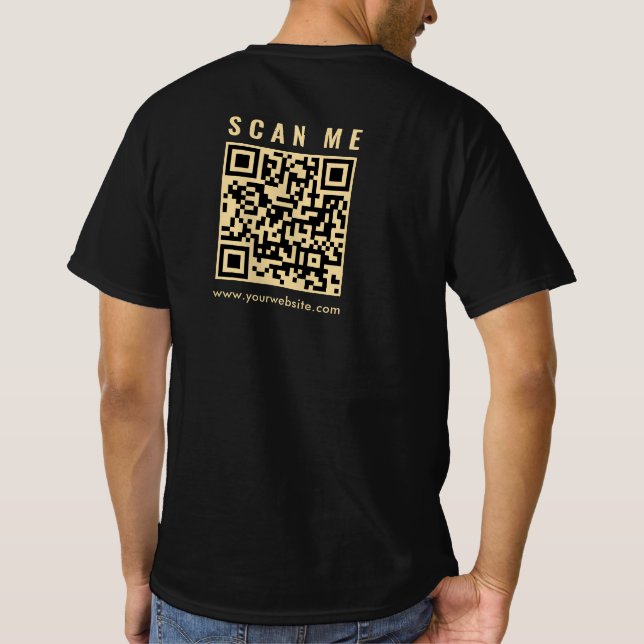 Camiseta Impressão frente e verso preto do código QR Scan M (Verso)