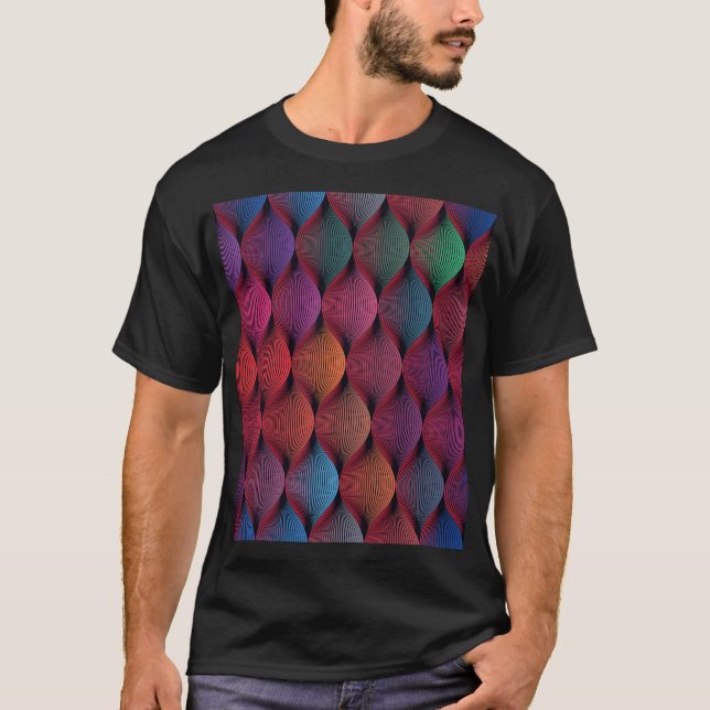 Camiseta Impressão geométrico de onda multicolor (Frente)