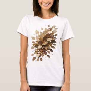 Camiseta Impressão Ícone Prata FOLHAS DORADAS