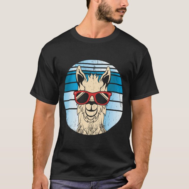 Camiseta Impressão invertida alpaca ou lama na visão retral (Frente)