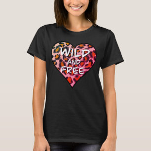 Camiseta Impressão Leopardo coração selvagem e coração li
