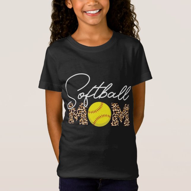 Camiseta Impressão Leopardo da Mãe de Softball (Frente)
