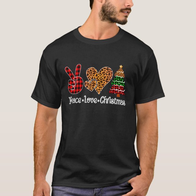 Camiseta Impressão Leopardo da Xadrez de Árvore de Natal Pe (Frente)
