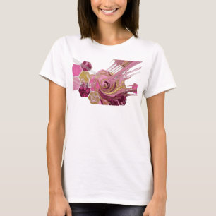 Camiseta Impressão Líquida Brilhante Rosa PINK E Dourado