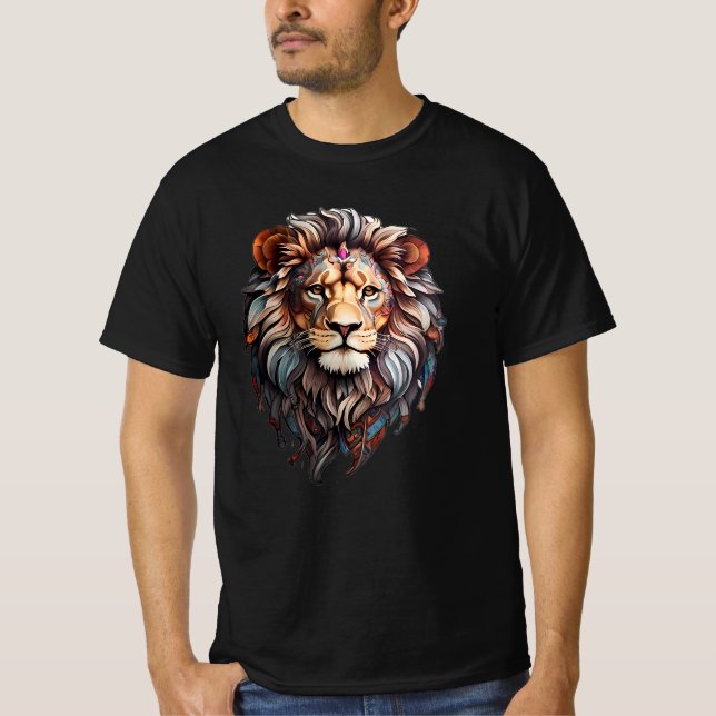Camiseta Impressão majestoso de leão de borda a ponta (Frente)