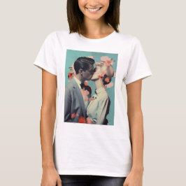 Camiseta Impressão moderno, Beijo, Mulher, Amor