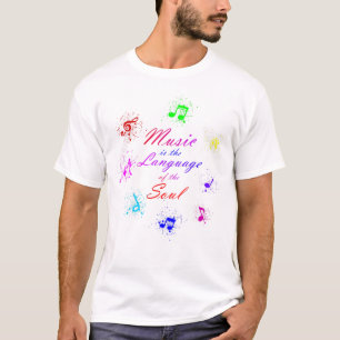 Camiseta Impressão musical com notas coloridas