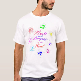 Camiseta Impressão musical com notas coloridas