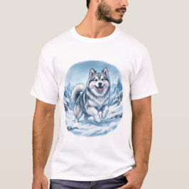 Camiseta Impressão no Peito de Cachorro na Montanha de Inve