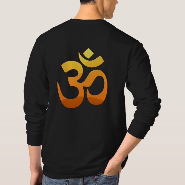 Camiseta Impressão Om Mantra Símbolo Yoga Mens Longa Capa (Verso)