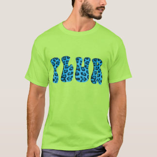 Camiseta Impressão "PLUR" de Leopardo Azul