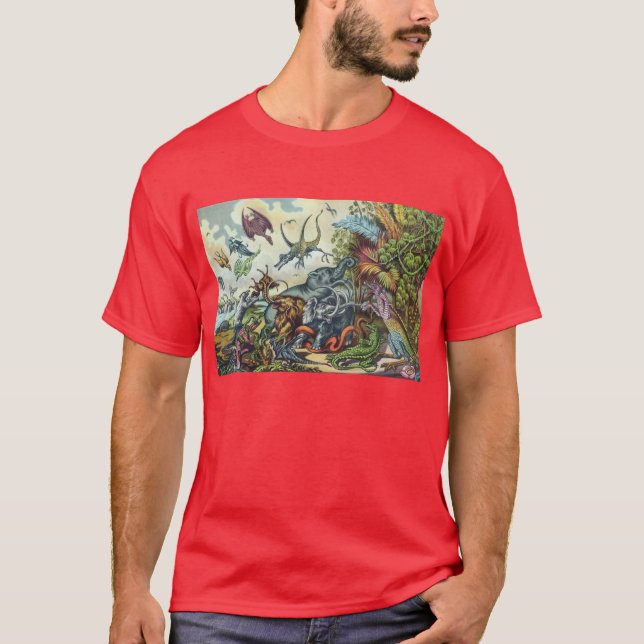 Camiseta Impressão pré-histórico da antiguidade dos animais (Frente)