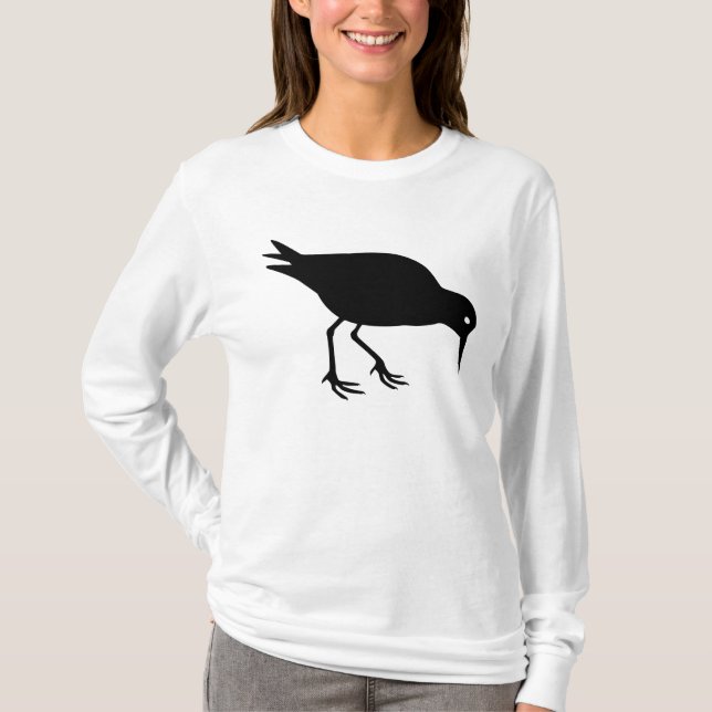Camiseta Impressão preto do pássaro do borrelho (Frente)