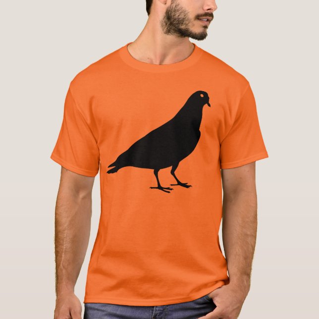 Camiseta Impressão preto do pássaro do pombo (Frente)