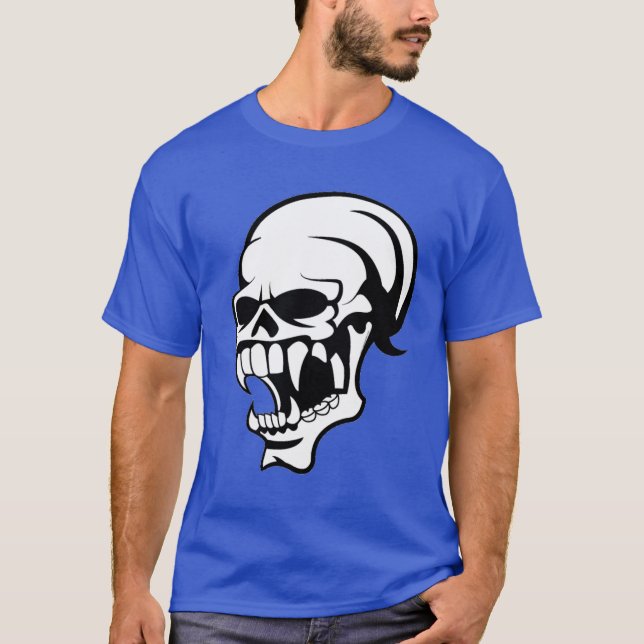 Camiseta - Impressão Preto e Branco de Caveira Ass (Frente)