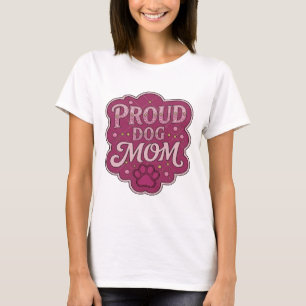Camiseta Impressão PROUD DOG MOM Rosa Jovial