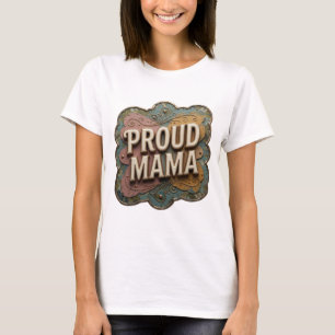 Camiseta Impressão PROUD MAMA em Ouro Nítido