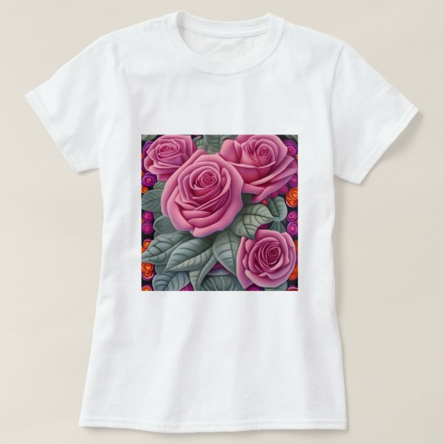 Camiseta Impressão Rosa Rosa Rosa Rosa, Grande Vitoriano Pa (Frente do Design)