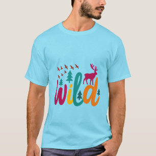 Camiseta Impressão selvagem colorido com Floresta e Gráfico