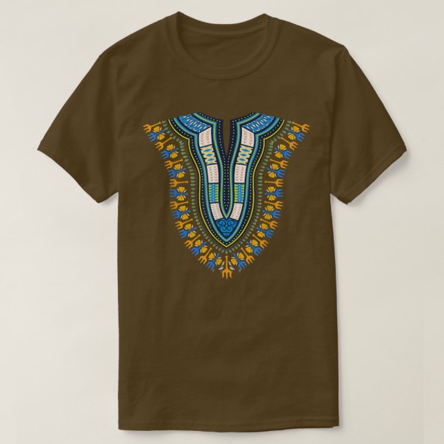 Camiseta Impressão Tradicional de roupas do africano Dashik (Frente do Design)