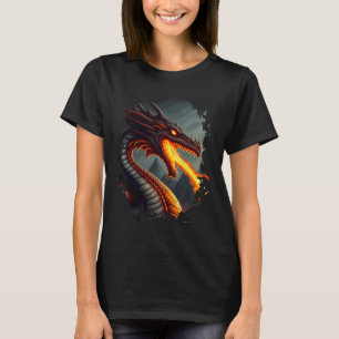 Camiseta Impressão traseira dragão de fogo terrível soprand