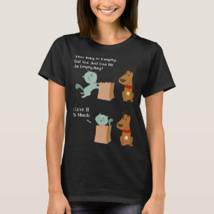 Camiseta Impressão traseira Esta bolsa está vazia  gato e c