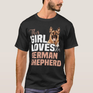 Camiseta Impressão traseira Esta garota ama pastor alemão D