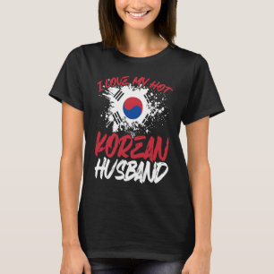 Camiseta Impressão traseira Eu Amo Meu Marido Coreano Quent