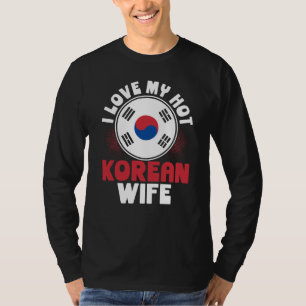 Camiseta Impressão traseira Eu Amo Minha Quente Esposa Core