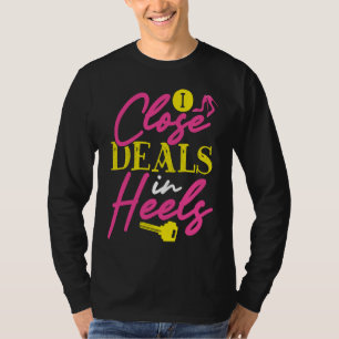 Camiseta Impressão traseira Eu Fecho Negócios Em Saltos Cor