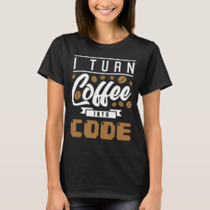 Camiseta Impressão traseira, transformo café em código