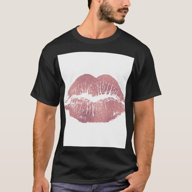 Camiseta Impressão vítrea rosa, ouro rosa. (Frente)