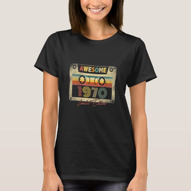 Camiseta Impressionante 1970 Cassete Retro 53º B dia 53 Yea (Frente)