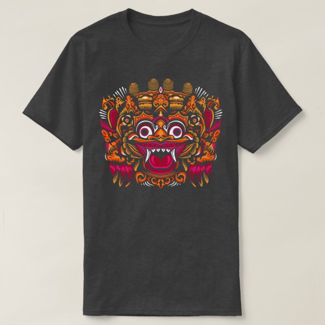 Camiseta Impressionante Bali Mask Barong Monster (Frente do Design)