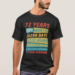 Camiseta Impressionante Edição Limitada De 72 Anos Vintage